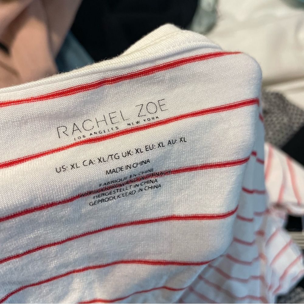 Rachel Zoe White Tee with Red Stripes - Picture 4 of 4